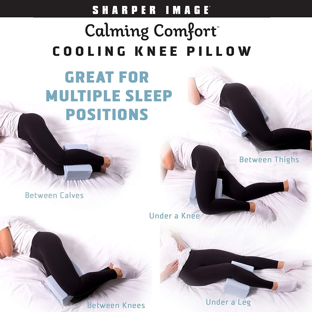 Calming Comfort Cooling Knee Pillow By Sharper Image Charcoal Infused Memory Foam With Cooling Gel Helps Side Sleepers Align Spine Pharmacy and More